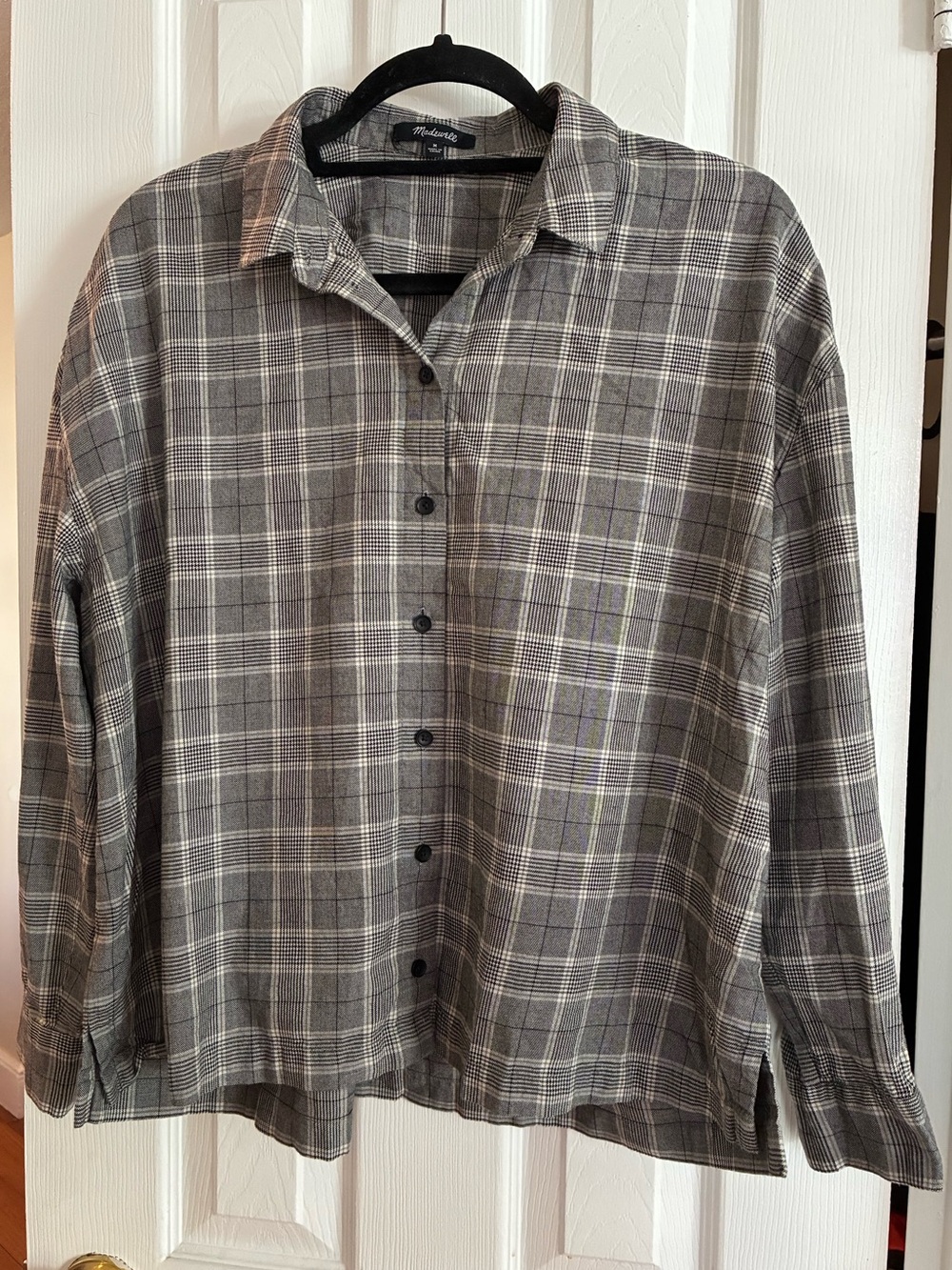 Madewell Plaid Westlake Grey Button Up
